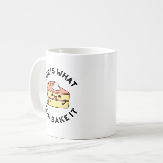 人生はケーキを焼くものおもしろいである コーヒーマグカップ (正面左)