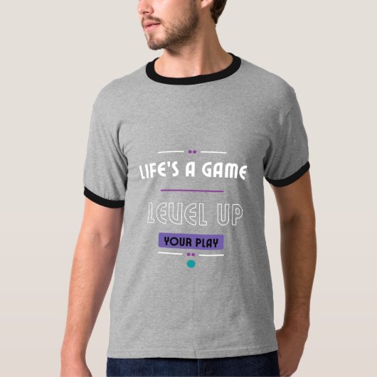 人生はゲームだ。レベルを上げ遊る。 Tシャツ (正面)