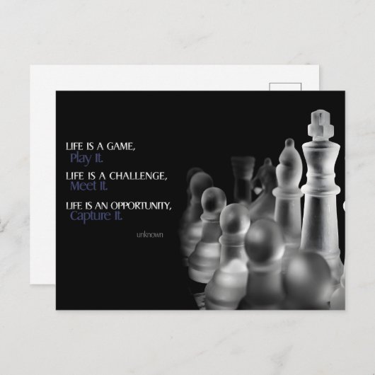 「人生はゲームだ」感動的引用文 ポストカード (正面/裏面)