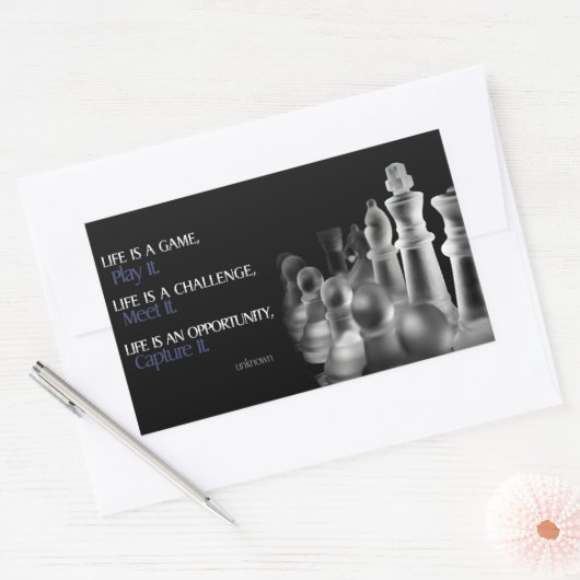 「人生はゲームだ」感動的引用文 長方形シール (封筒)