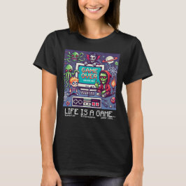 人生はゲームである…：ゲームオーバー（女の女性ゲーマー） Tシャツ