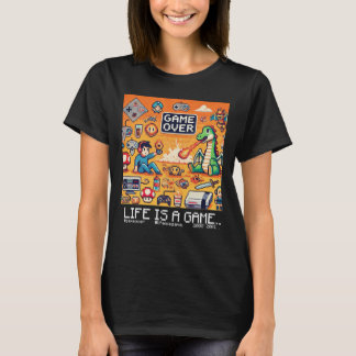 人生はゲームである…：ゲームオーバー（女の女性ゲーマー） Tシャツ