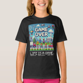 人生はゲームである…：ゲームオーバー（女の子の子供ゲーマー子供） Tシャツ