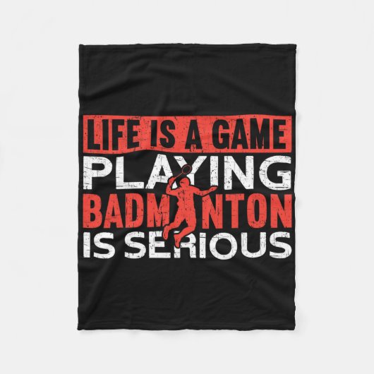 人生はゲームのDminton遊は深刻なDmであおもしろいる フリースブランケット (正面)