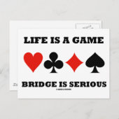 人生はゲームブリッジは深刻である(4つのカードスーツ) ポストカード (正面/裏面)