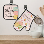 人生はココロとクッキーとともに ウォーターカラー マカロン 鍋つかみ&鍋敷きセット