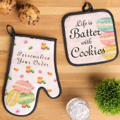 人生はココロとクッキーと共に ウォーターカラー マカロン 鍋つかみ&鍋敷きセット