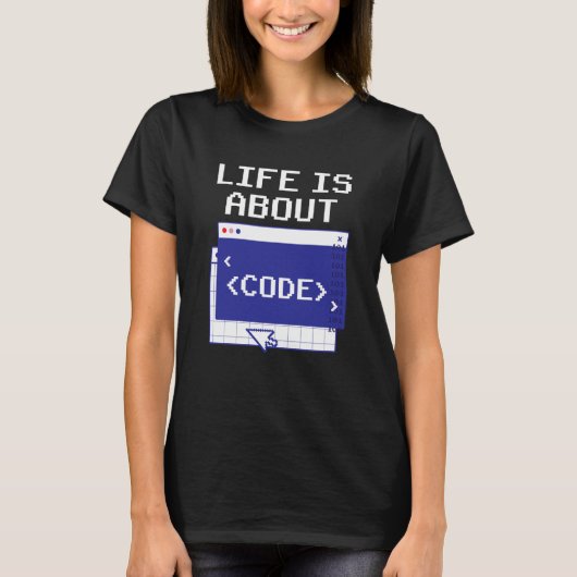 人生はコードに関する名言 プログラマー コーダー コーディング Tシャツ (正面)