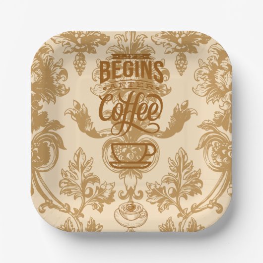 人生はコーヒーから始まる ペーパープレート (正面)