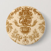 人生はコーヒーから始まる 缶バッジ (正面)