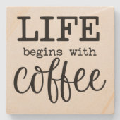 人生はコーヒーで始まる- ストーンコースター (正面)