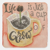 人生はコーヒーのアートワークを作るシールのカップだ スクエアシール (正面)