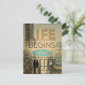 人生はコーヒーのカフェイン中毒の後に始まる ポストカード (スタンド正面)