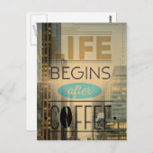 人生はコーヒーのカフェイン中毒の後に始まる ポストカード (正面/裏面)