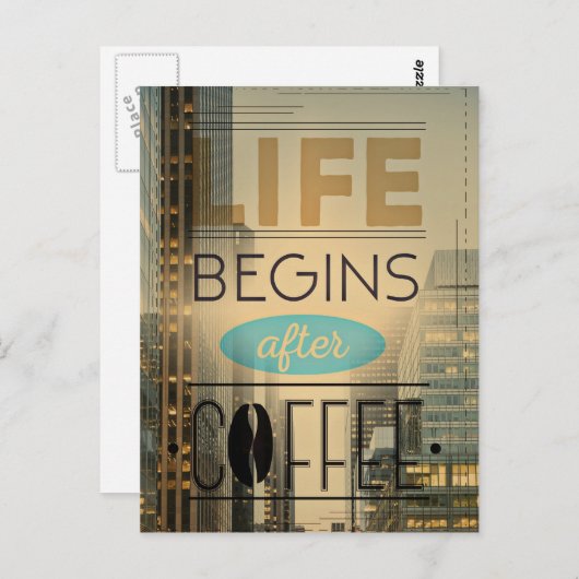 人生はコーヒーのカフェイン中毒の後に始まる ポストカード (正面/裏面)