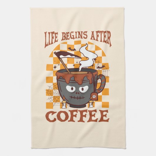 人生はコーヒーの後から始まる キッチンタオル (縦)