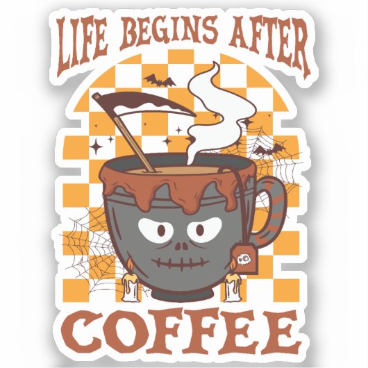 人生はコーヒーの後から始まる シール (正面)
