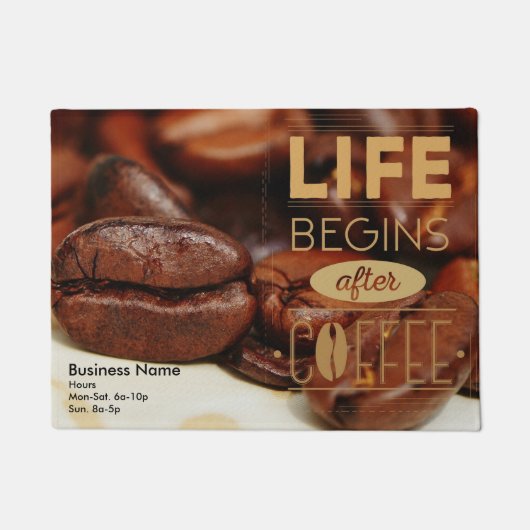 人生はコーヒーの後から始まる ドアマット (正面)