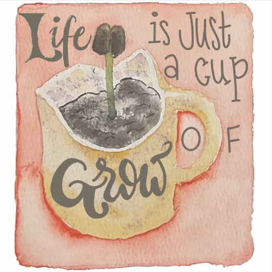 人生はコーヒーの成長のカップ感動的だ シール (正面)