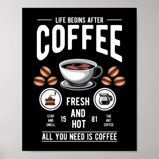 人生はコーヒーバリスタ引用文の後に始まる ポスター (正面)