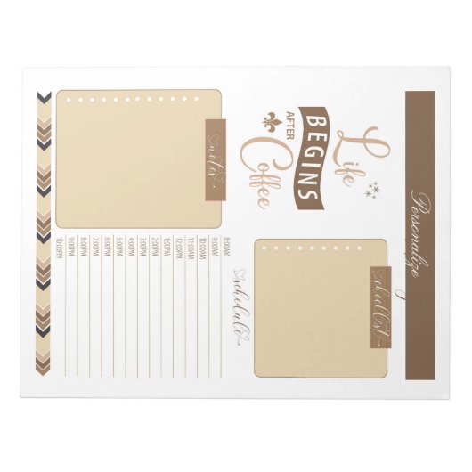 人生はコーヒー引用文の毎日のプランナーの後に始まる ノートパッド (正面)