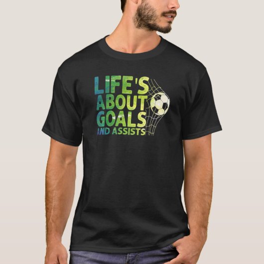 人生はゴールとアシストFutbolサッカー16 Tシャツ (正面)