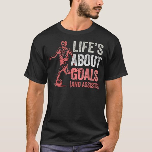 人生はゴールと補助男性の女性Futbol Sについて Tシャツ (正面)