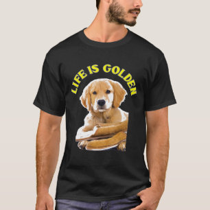 人生はゴールデンレトリバーの子犬 Tシャツ