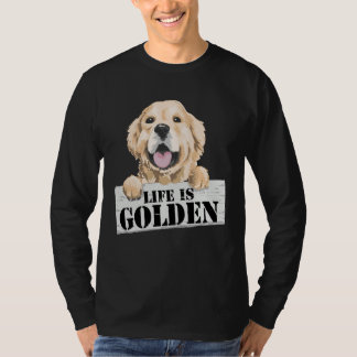 人生はゴールデン キュート ゴールデンレトリバー 犬のコスチューム Tシャツ