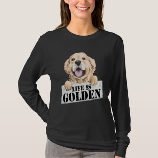 人生はゴールデン キュート ゴールデンレトリバー 犬 コスチューム Tシャツ