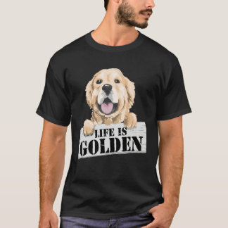 人生はゴールデン キュート ゴールデンレトリバー 犬 コスチューム Tシャツ