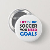 人生はサッカーのように必要なゴール 缶バッジ (正面&裏面)