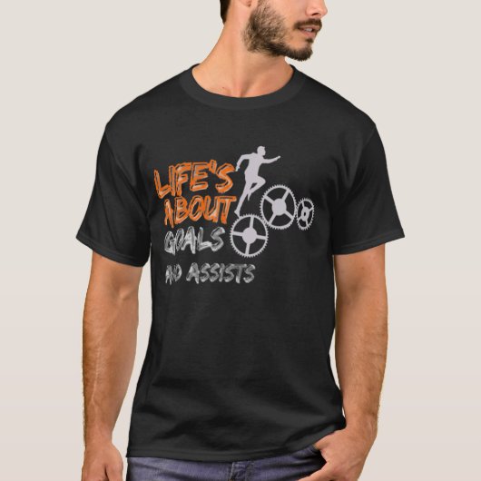人生はサッカーゴールの試合だ Tシャツ (正面)