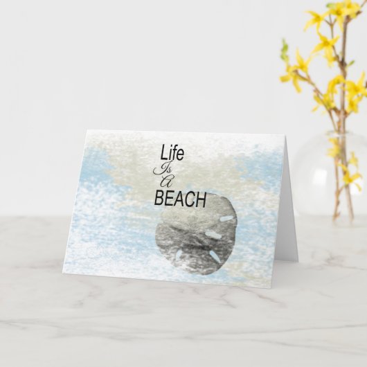 人生はサンドドルとのビーチ引用文である カード (黄色い花)