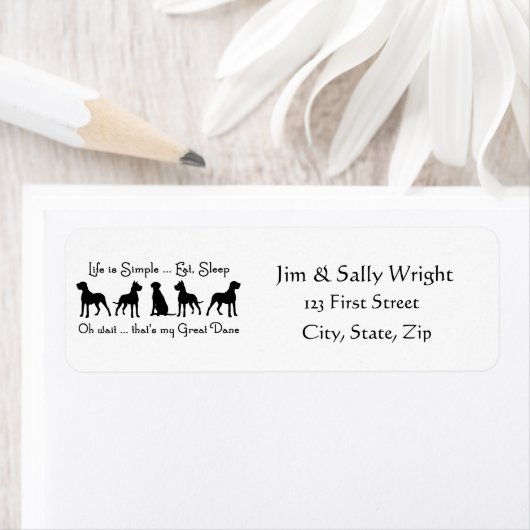 人生はシンプル食べ眠る偉大なDaneユーモア引用文 ラベル (インサイチュ)