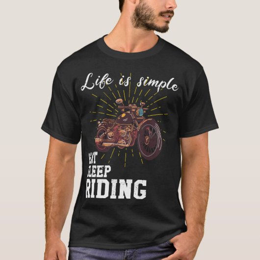 人生はシンプル – バイクに乗る Tシャツ (正面)