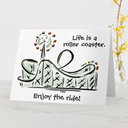 人生はジェットコースターだ。乗楽しむれ! カード (黄色い花)