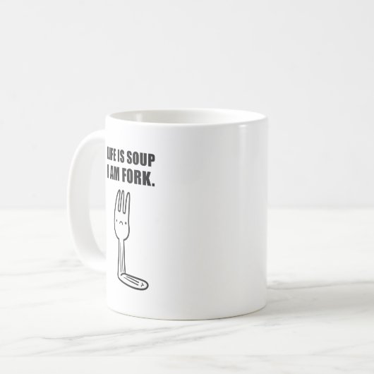 人生はスープ、私はフォークマグ コーヒーマグカップ (正面左)