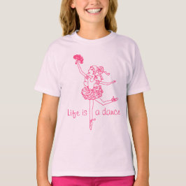 人生はダンスバレリーナ女の子の子供ピンクのTシャツ Tシャツ