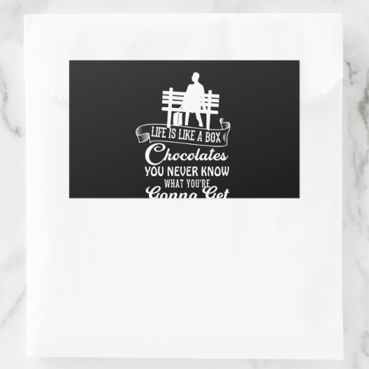 人生はチョコレートの箱のようなものだ 長方形シール (バッグ)