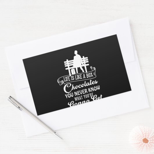 人生はチョコレートの箱のようなものだ 長方形シール (封筒)