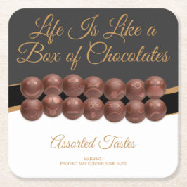 人生はチョコレートの箱のようなもの スクエアペーパーコースター