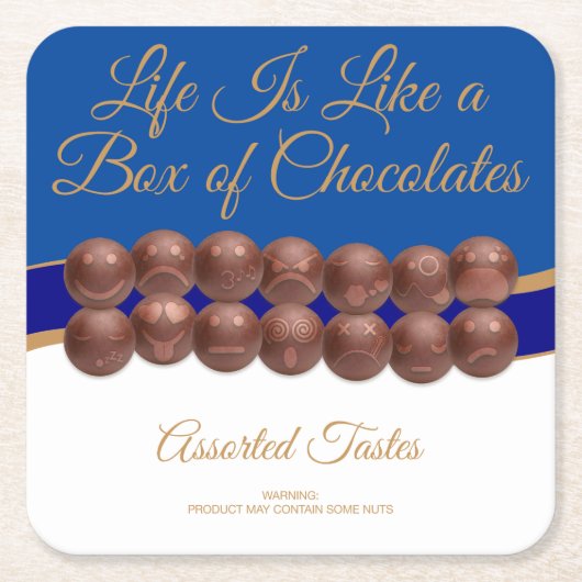 人生はチョコレートの箱のようなもの スクエアペーパーコースター (正面)