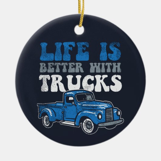 人生はトラックで良い休日ノベルティ セラミックオーナメント (正面)