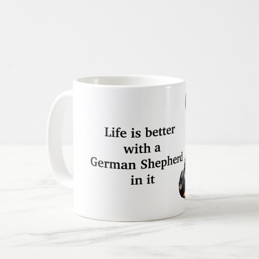 人生はドイツの羊飼いより良い コーヒーマグカップ (正面左)