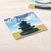 人生はバランスだ スクエアペーパーコースター (アングル)