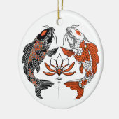 人生はバランスに関わる。二コイと水百合 セラミックオーナメント (左)