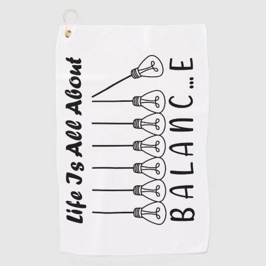 人生はバランスのインスピレーションやる気を起こさせるだ ゴルフタオル (正面)