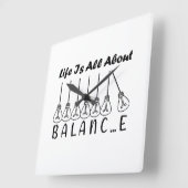 人生はバランスのインスピレーションやる気を起こさせるだ スクエア壁時計 (傾斜)