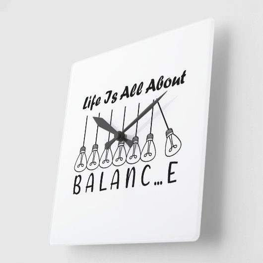 人生はバランスのインスピレーションやる気を起こさせるだ スクエア壁時計 (傾斜)